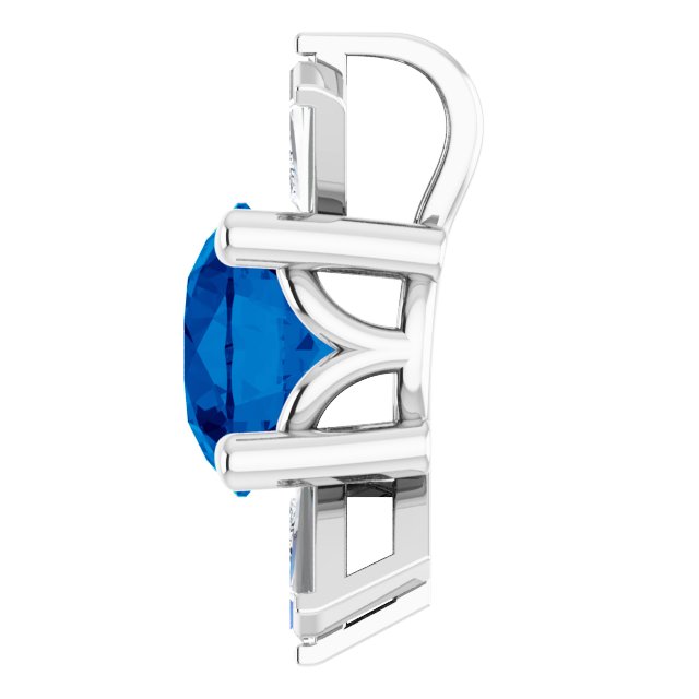 14K Gold Round Lab-Grown Blue Sapphire & Natural Diamond Accented Necklace or Pendant – 1/6 CTW - White Gold - view 3