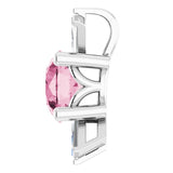 Platinum Round Natural Pink Tourmaline & Natural Diamond Accented Necklace or Pendant – 1/6 CTW - view 3