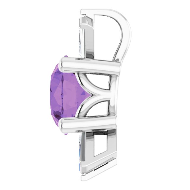 Platinum Round Natural Amethyst & Natural Diamond Accented Necklace or Pendant – 1/6 CTW - view 3