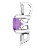 14K Gold Round Natural Amethyst & Natural Diamond Accented Necklace or Pendant – 1/6 CTW - White Gold - view 3