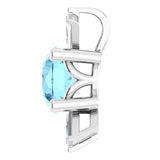 14K Gold Round Natural Aquamarine & Natural Diamond Accented Necklace or Pendant – 1/6 CTW - White Gold - view 3