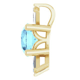 14K Gold Round Natural Aquamarine & Natural Diamond Accented Necklace or Pendant – 1/6 CTW - Yellow Gold - view 3