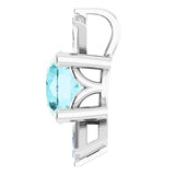 Platinum Round Natural Blue Zircon & Natural Diamond Accented Necklace or Pendant – 1/6 CTW - view 3