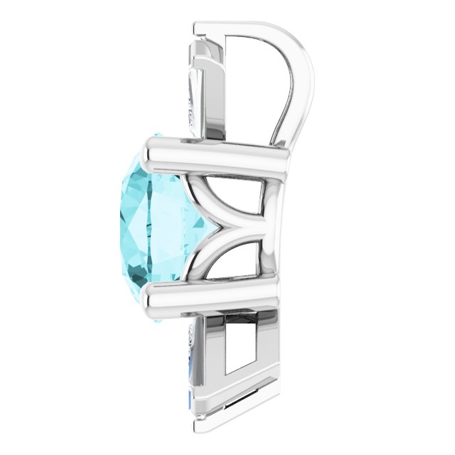 14K Gold Round Natural Blue Zircon & Natural Diamond Accented Necklace or Pendant – 1/6 CTW - White Gold - view 3