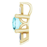 14K Gold Round Natural Blue Zircon & Natural Diamond Accented Necklace or Pendant – 1/6 CTW - Yellow Gold - view 3