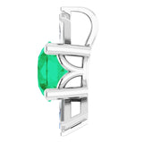Platinum Round Natural Emerald & Natural Diamond Accented Necklace or Pendant – 1/6 CTW - view 3