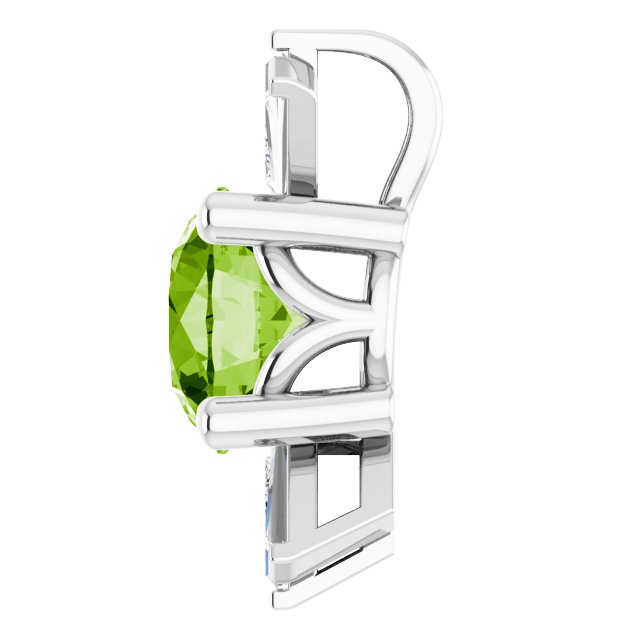 14K Gold Round Natural Peridot & Natural Diamond Accented Necklace or Pendant – 1/6 CTW - White Gold - view 3
