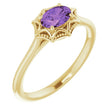 14K Gold Oval Natural Amethyst Solitaire Ring – 6x4mm - Yellow Gold