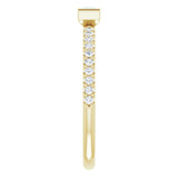 14K Gold Straight Baguette Natural London Blue Topaz & Natural Diamond Accented Stackable Ring – 5x2.5mm - Yellow Gold - view 4