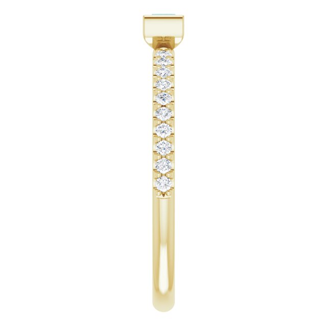 14K Gold Straight Baguette Natural London Blue Topaz & Natural Diamond Accented Stackable Ring – 5x2.5mm - Yellow Gold - view 4