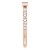 14K Gold Straight Baguette Natural London Blue Topaz & Natural Diamond Accented Stackable Ring – 5x2.5mm - Rose Gold - view 4