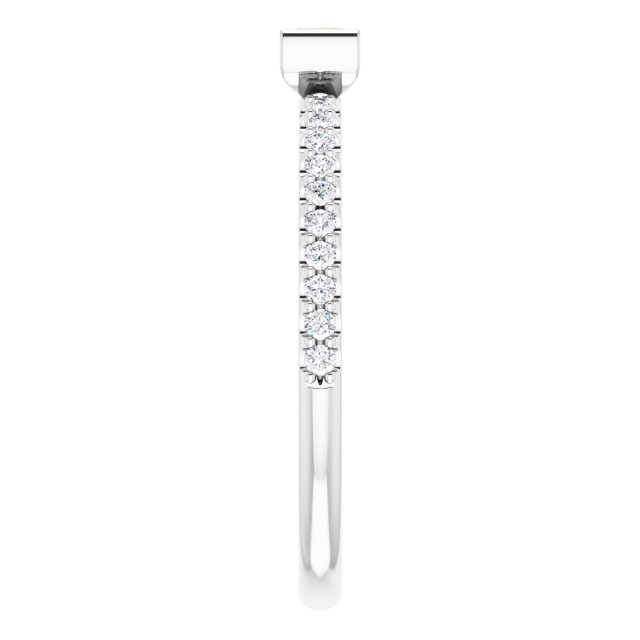Platinum Straight Baguette Natural Peridot & Natural Diamond Accented Stackable Ring - view 4