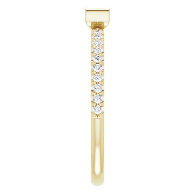 14K Gold Straight Baguette Natural Peridot & Natural Diamond Accented Stackable Ring - Yellow Gold - view 4