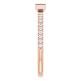 14K Gold Straight Baguette Natural Peridot & Natural Diamond Accented Stackable Ring - Rose Gold - view 4