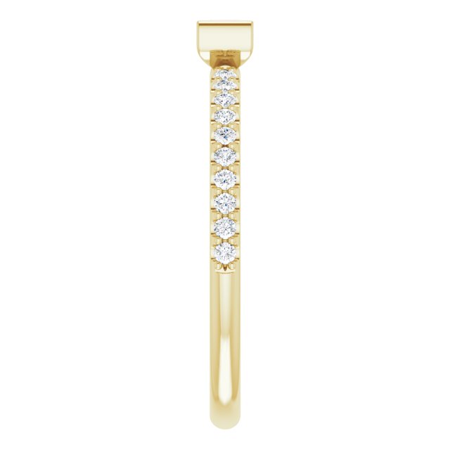 14K Gold Straight Baguette Natural Pink Sapphire & Natural Diamond Accented Stackable Ring - Yellow Gold - view 4