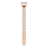14K Gold Straight Baguette Natural Pink Sapphire & Natural Diamond Accented Stackable Ring - Rose Gold - view 4