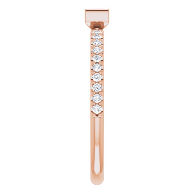 14K Gold Straight Baguette Natural Pink Sapphire & Natural Diamond Accented Stackable Ring - Rose Gold - view 4