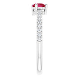 14K Gold Pear Natural Ruby & Natural Diamond Stackable Accented Ring - White Gold - view 4