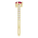 14K Gold Pear Natural Ruby & Natural Diamond Stackable Accented Ring - Yellow Gold - view 4