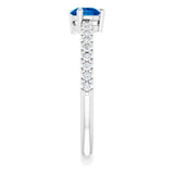 14K Gold Pear Lab-Grown Blue Sapphire & Natural Diamond Stackable Accented Ring - White Gold - view 4