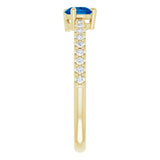 14K Gold Pear Lab-Grown Blue Sapphire & Natural Diamond Stackable Accented Ring - Yellow Gold - view 4