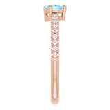 14K Gold Pear Natural Aquamarine & Natural Diamond Stackable Accented Ring - Rose Gold - view 4