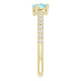 14K Gold Pear Natural Aquamarine & Natural Diamond Stackable Accented Ring - Yellow Gold - view 4