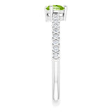 Platinum Pear Natural Peridot & Natural Diamond Stackable Accented Ring - view 4