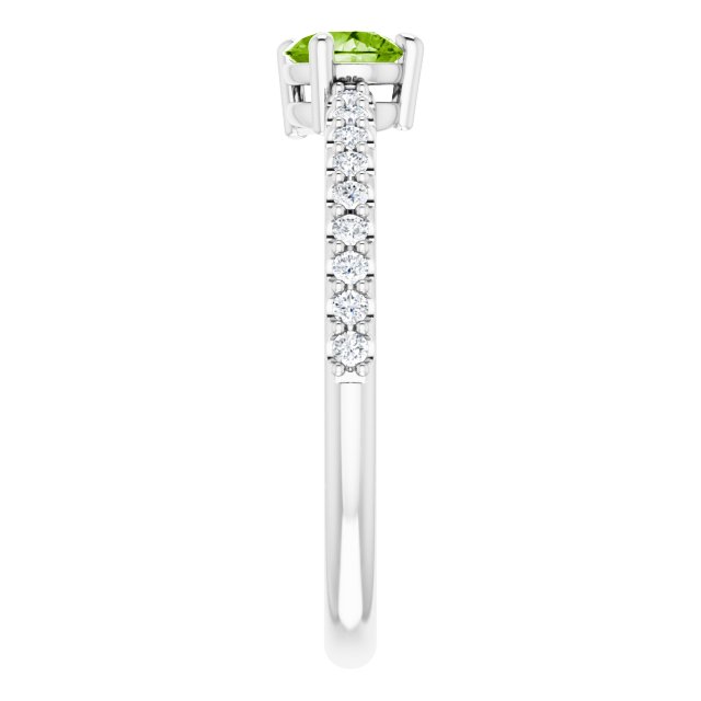 Platinum Pear Natural Peridot & Natural Diamond Stackable Accented Ring - view 4