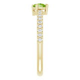 14K Gold Pear Natural Peridot & Natural Diamond Stackable Accented Ring - Yellow Gold - view 4