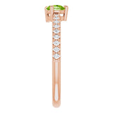 14K Gold Pear Natural Peridot & Natural Diamond Stackable Accented Ring - Rose Gold - view 4