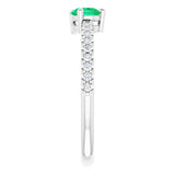 Platinum Pear Lab-Grown Emerald & Natural Diamond Stackable Accented Ring - view 4