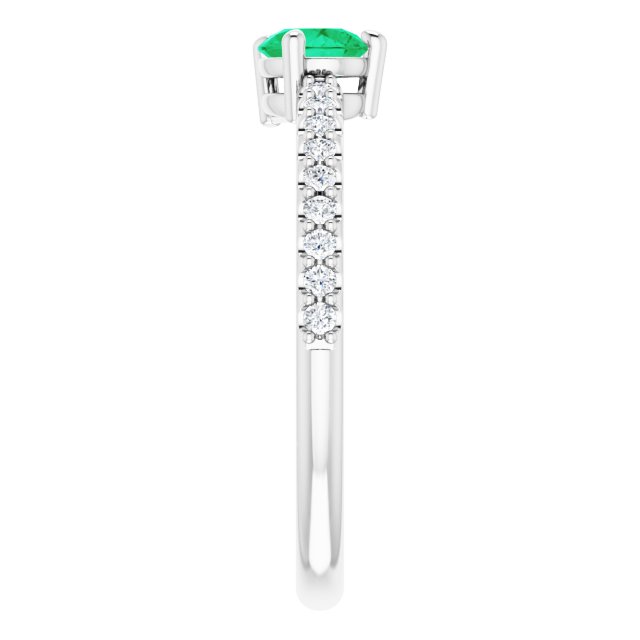 Platinum Pear Lab-Grown Emerald & Natural Diamond Stackable Accented Ring - view 4