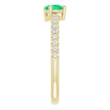 14K Gold Pear Lab-Grown Emerald & Natural Diamond Stackable Accented Ring - Yellow Gold - view 4