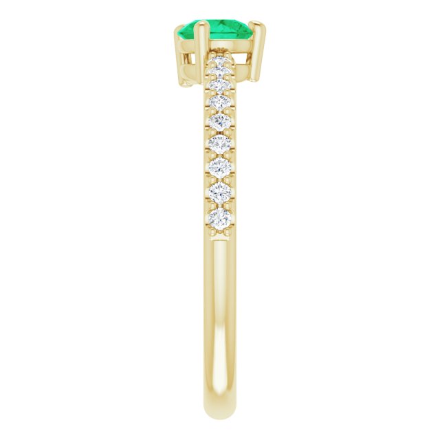 14K Gold Pear Lab-Grown Emerald & Natural Diamond Stackable Accented Ring - Yellow Gold - view 4