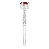 Platinum Pear Natural Mozambique Garnet & Natural Diamond Stackable Accented Ring - view 4