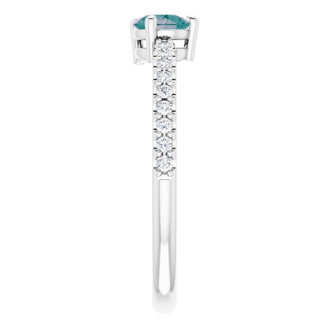 Platinum Pear Lab-Grown Alexandrite & Natural Diamond Stackable Accented Ring - view 4