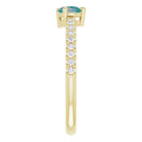 14K Gold Pear Lab-Grown Alexandrite & Natural Diamond Stackable Accented Ring - Yellow Gold - view 4