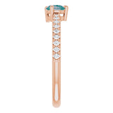14K Gold Pear Lab-Grown Alexandrite & Natural Diamond Stackable Accented Ring - Rose Gold - view 4