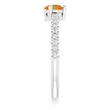 Platinum Pear Natural Citrine & Natural Diamond Stackable Accented Ring - view 4