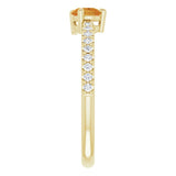 14K Gold Pear Natural Citrine & Natural Diamond Stackable Accented Ring - Yellow Gold - view 4