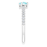 14K Gold Pear Natural Blue Zircon & Natural Diamond Stackable Accented Ring - White Gold - view 4