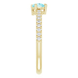 14K Gold Pear Natural Blue Zircon & Natural Diamond Stackable Accented Ring - Yellow Gold - view 4