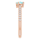 14K Gold Pear Natural Blue Zircon & Natural Diamond Stackable Accented Ring - Rose Gold - view 4