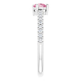 14K Gold Pear Natural Pink Tourmaline & Natural Diamond Stackable Accented Ring - White Gold - view 4
