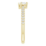 14K Gold Pear Natural White Sapphire & Natural Diamond Stackable Accented Ring - Yellow Gold - view 4