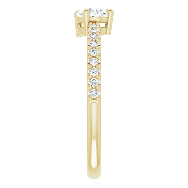 14K Gold Pear Natural White Sapphire & Natural Diamond Stackable Accented Ring - Yellow Gold - view 4