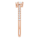 14K Gold Pear Natural White Sapphire & Natural Diamond Stackable Accented Ring - Rose Gold - view 4