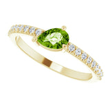 14K Gold Pear Natural Peridot & Natural Diamond Stackable Accented Ring - Yellow Gold - view 5