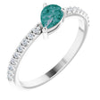 Platinum Pear Lab-Grown Alexandrite & Natural Diamond Stackable Accented Ring